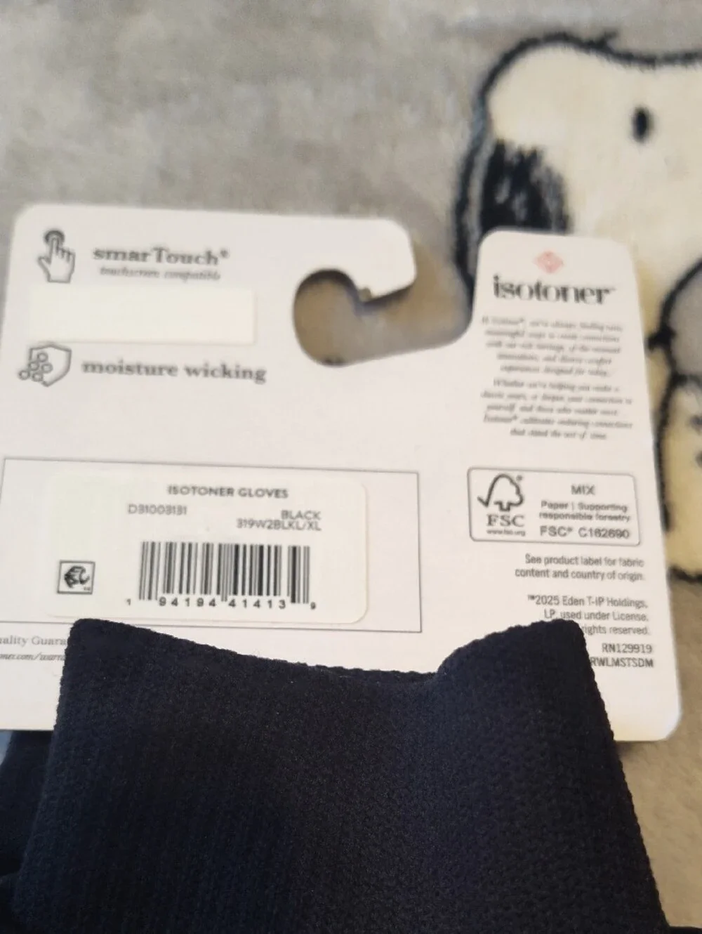 isotoner Black Gloves with Reflective Trim